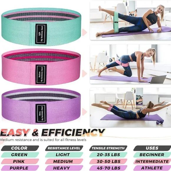NWOT Resistance Bands Set of 3 | Booty, Glute & Leg Workout Bands - Picture 3 of 6